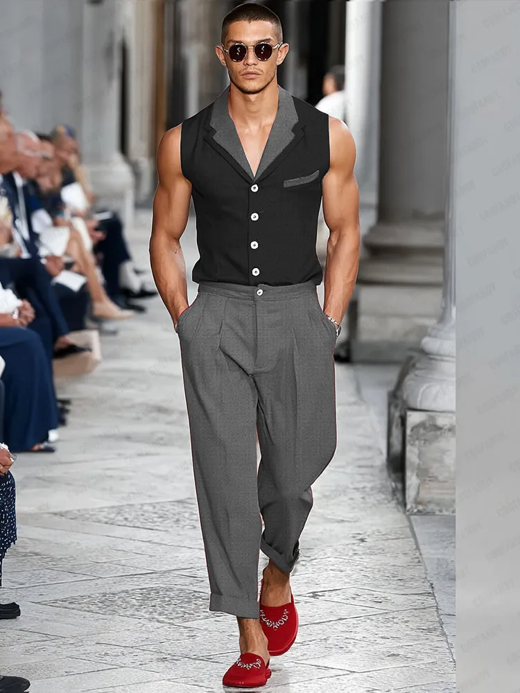 Mordern Contrast Suit Vest Pants Set sold by Coofandy product image thumbnail 2