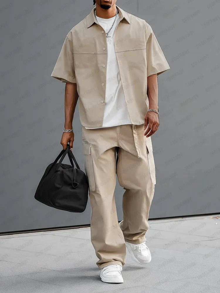 Cargo Style 100% Cotton Shirt Set sold by Coofandy