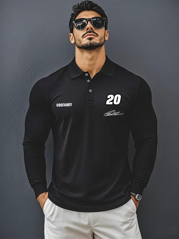 COOFANDY × JGR BELL Signature Print Polo Shirt sold by Coofandy