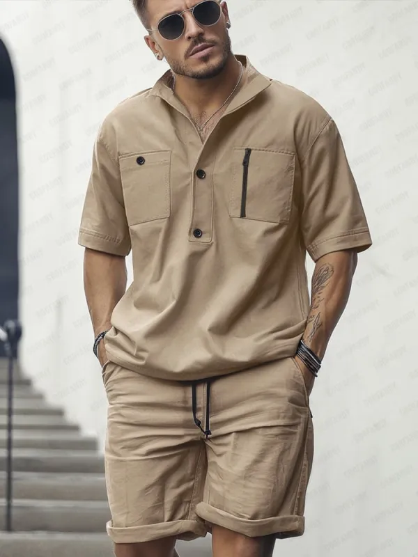 Casual Utility Shirt Shorts Set sold by Coofandy