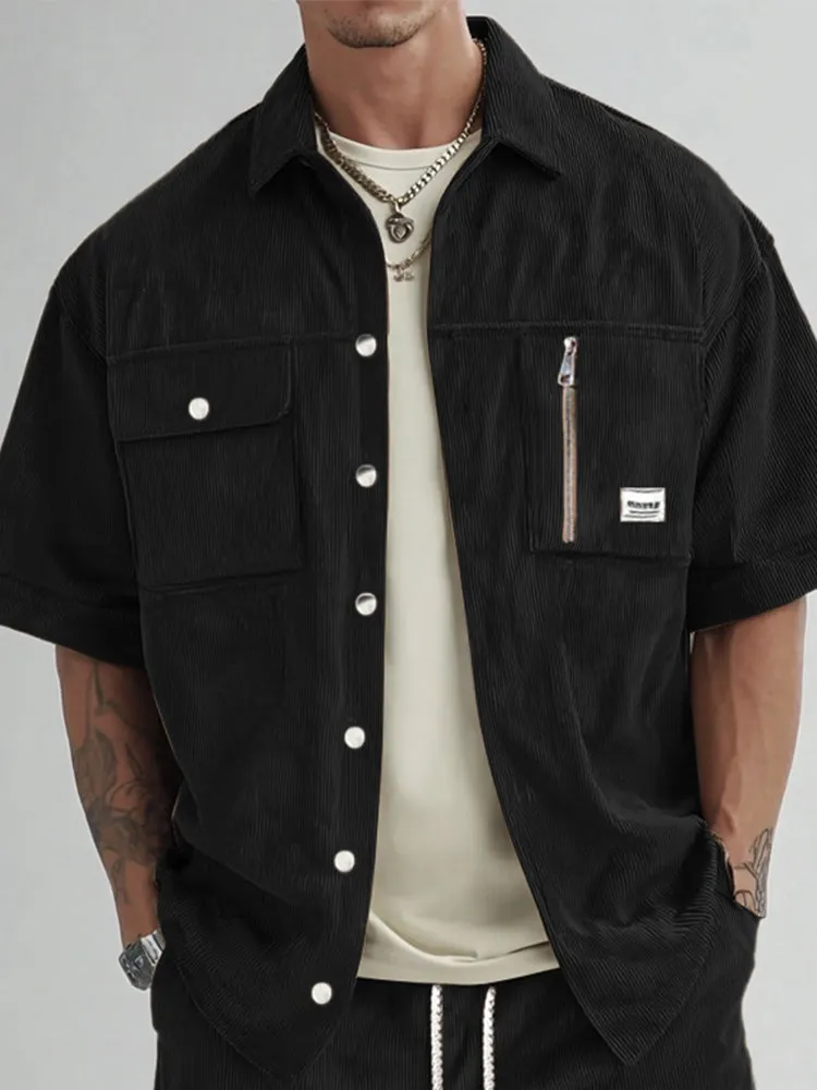 Cargo Style Corduroy Shirt Set sold by Coofandy product image thumbnail 3