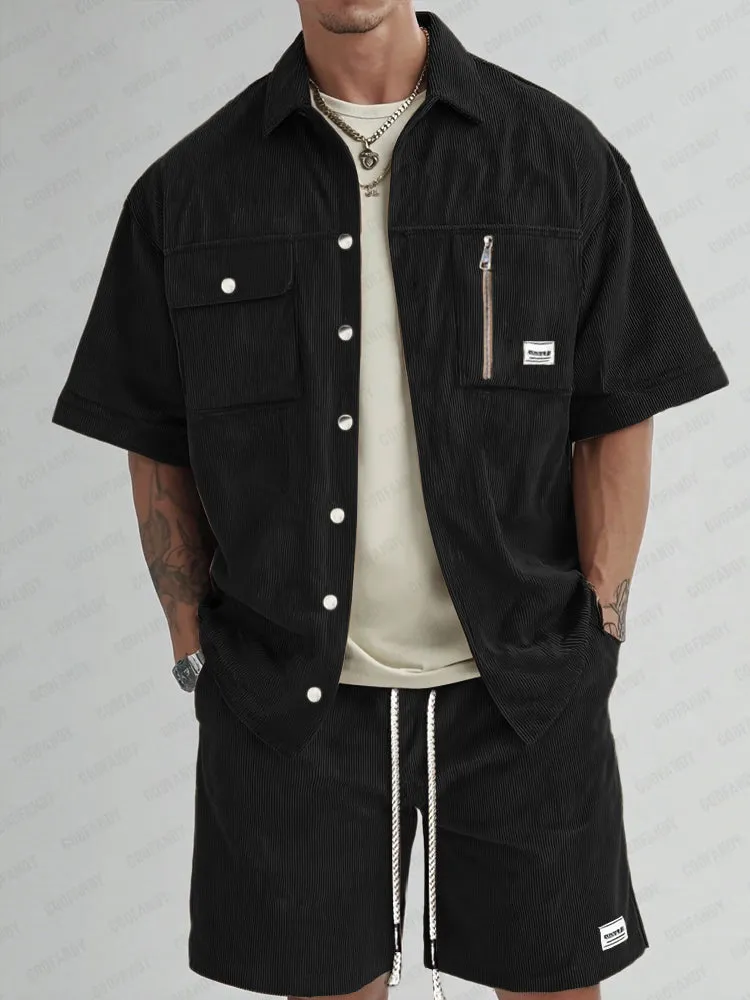 Cargo Style Corduroy Shirt Set sold by Coofandy product image thumbnail 2