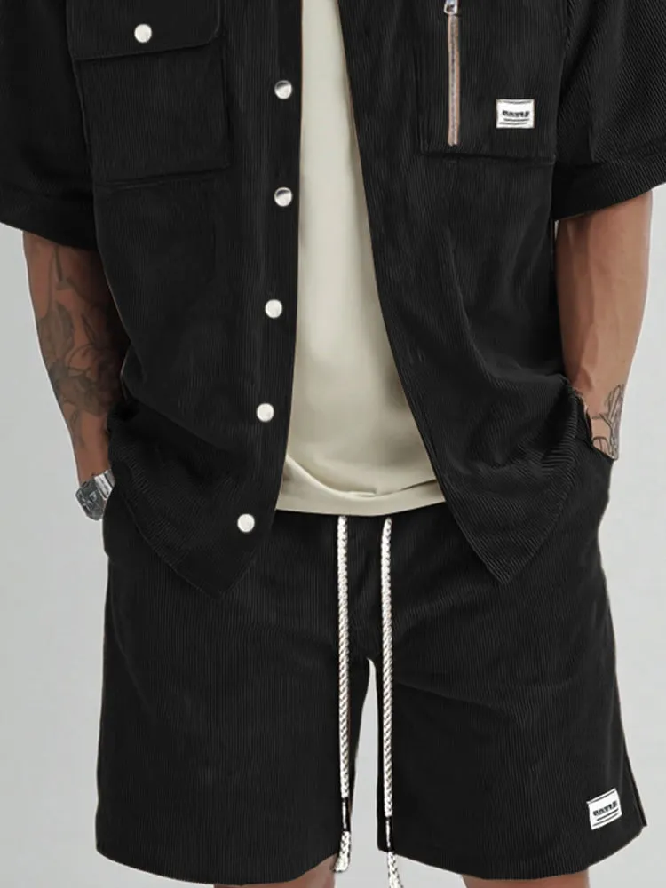 Cargo Style Corduroy Shirt Set sold by Coofandy product image thumbnail 4