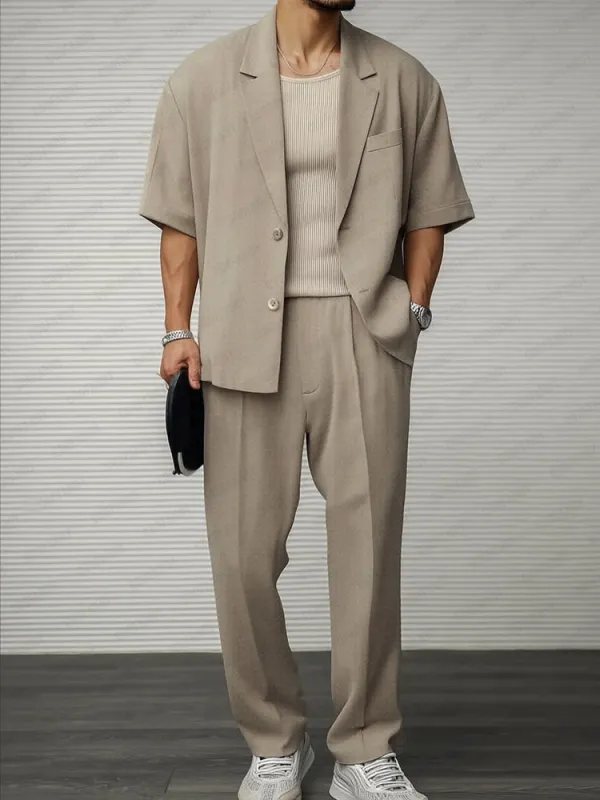 Modern Casual Thin Blazer Pants Set sold by Coofandy