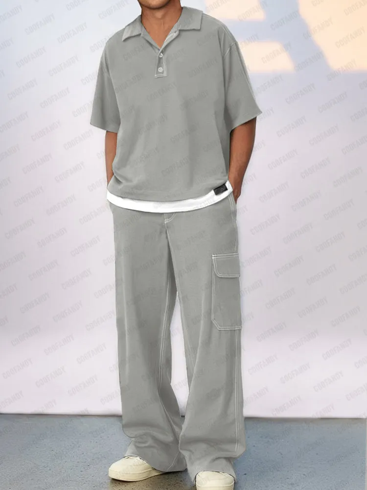 Fake Design Loose Fit 2-Piece Set sold by Coofandy product image thumbnail 2