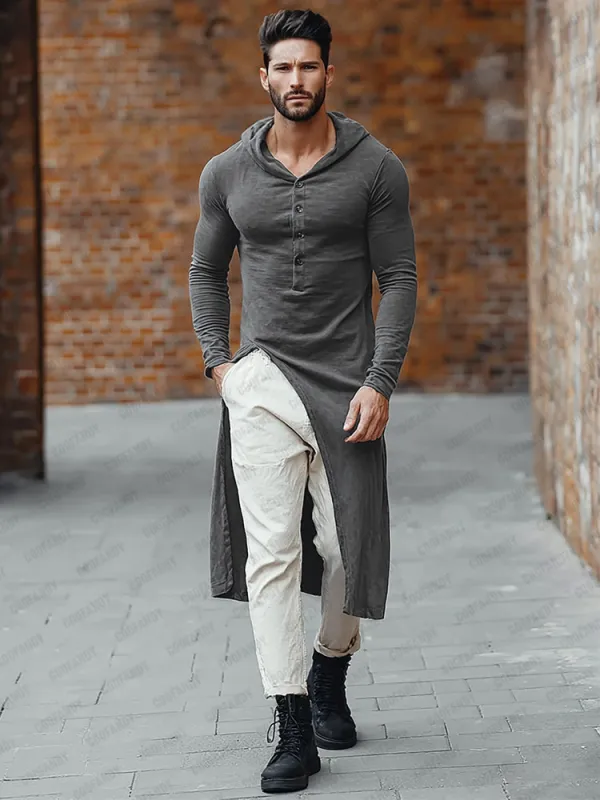 Stylish Longline Split Hooded Top sold by Coofandy
