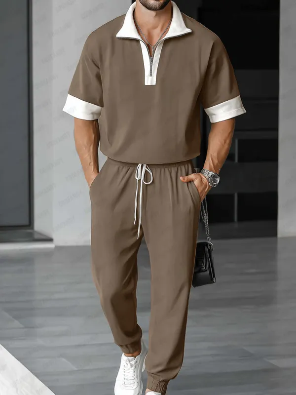 Casual Fashion Polo Jogger Set sold by Coofandy