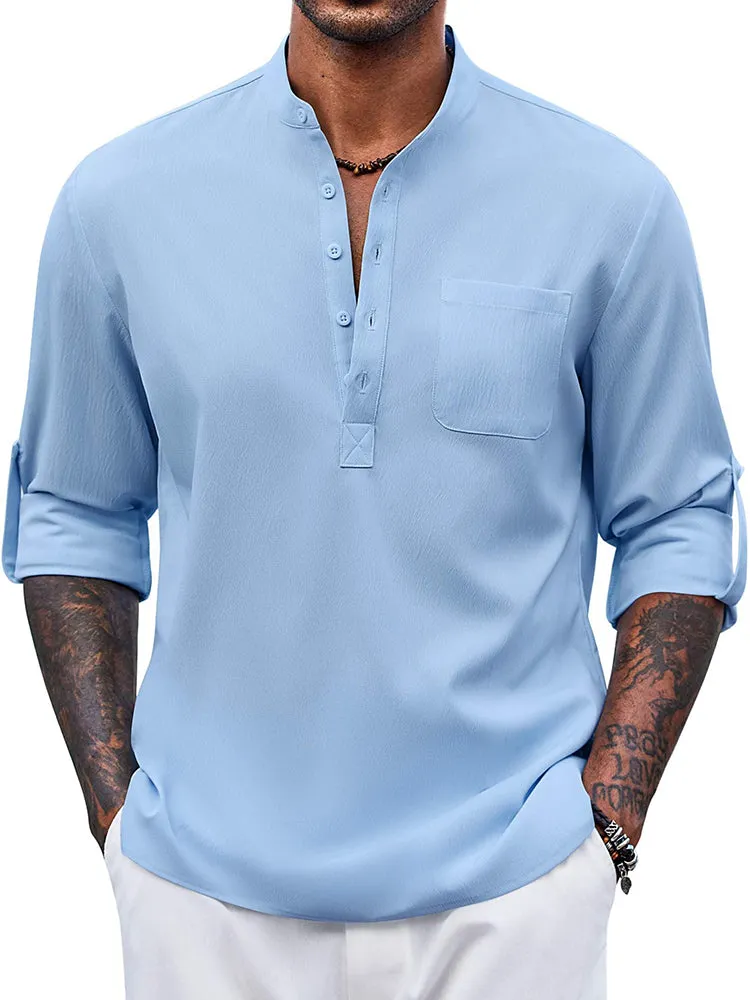 Casual Summer Vacation Henley Shirt (US Only) sold by Coofandy product image thumbnail 5