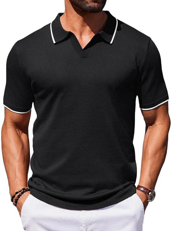 Casual Old Money Knit Polo Shirt (US Only) sold by Coofandy
