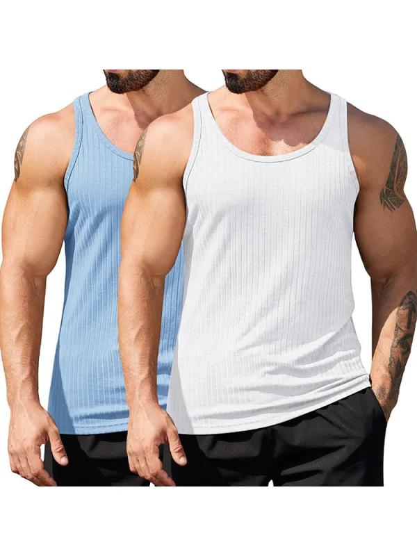 Gym Muscle 2 Packs Ribbed Knit Tank Top (US Only) sold by Coofandy
