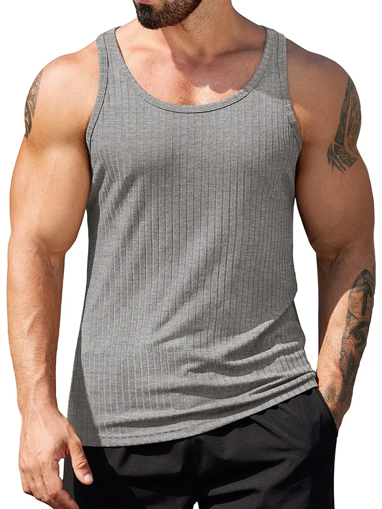 Gym Muscle Ribbed Knit Tank Top (US Only) sold by Coofandy product image thumbnail 4