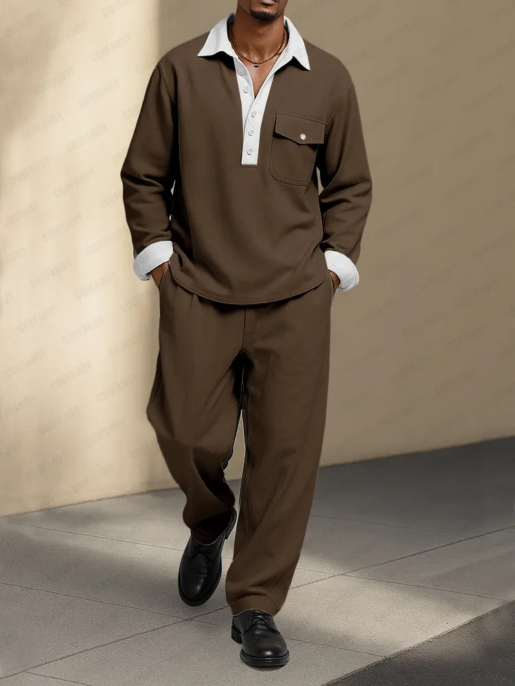 Easy Match Color Block Polo Shirt Set sold by Coofandy