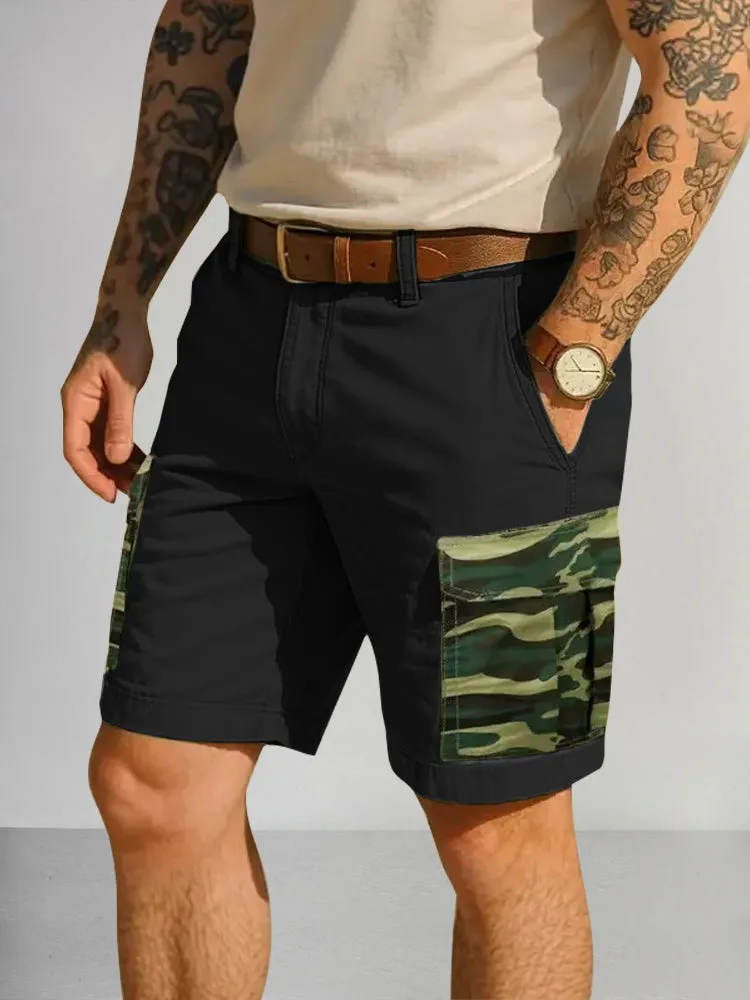 Fashion Camouflage Splicing Cargo Shorts sold by Coofandy