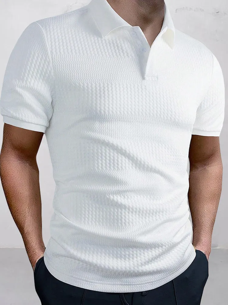 Stylish Jacquard Textured Polo Shirt sold by Coofandy