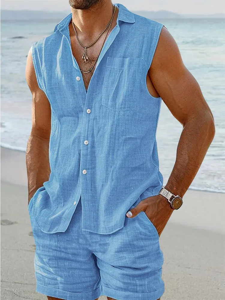 Relaxed Fit Tank Top Shorts Set sold by Coofandy