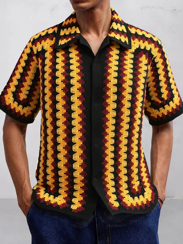 Trendy Openwork Crochet Knit Shirt sold by Coofandy product image thumbnail 2