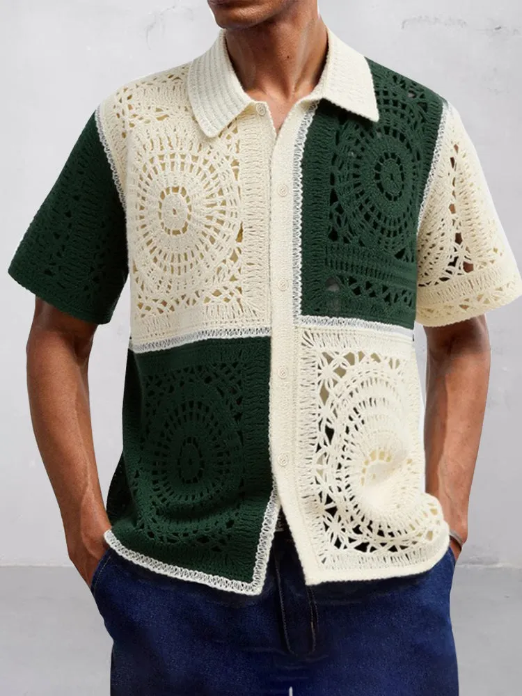 Trendy Openwork Crochet Knit Shirt sold by Coofandy product image thumbnail 4