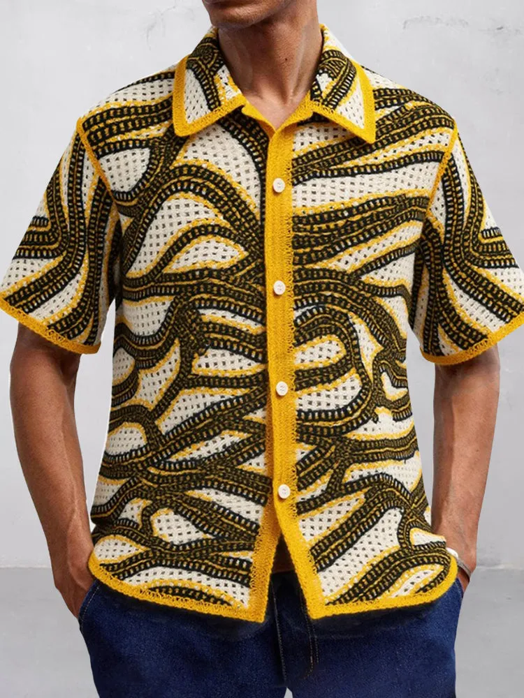 Trendy Openwork Crochet Knit Shirt sold by Coofandy product image thumbnail 5