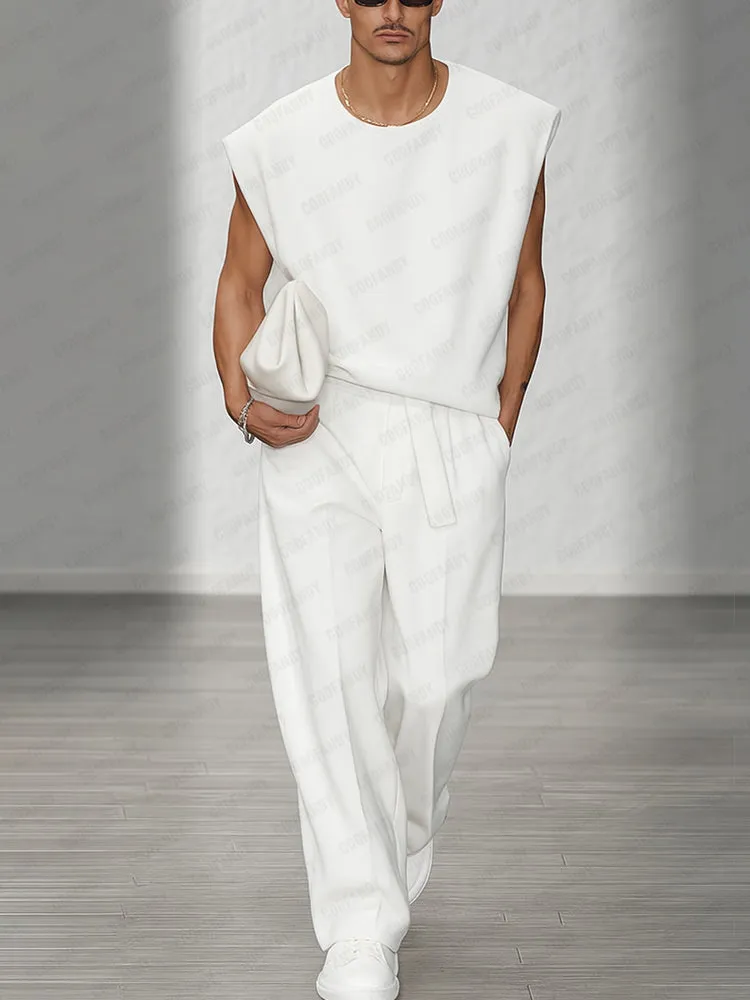 Urban Casual Shoulder Pad Tank Top Set sold by Coofandy product image thumbnail 2