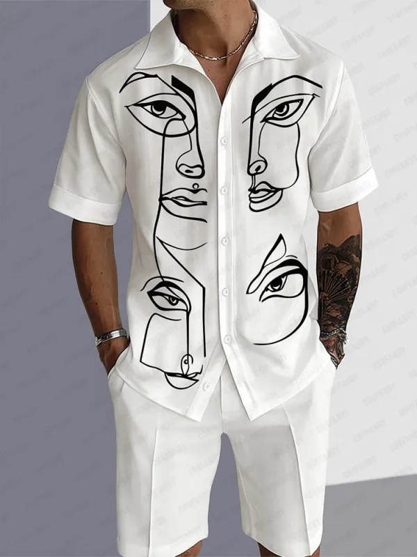 Leisure Artistic Print Shirt Shorts Set sold by Coofandy