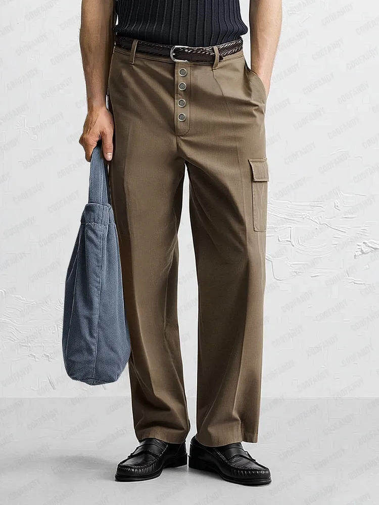 Versatile Button Front Design Suit Pants sold by Coofandy