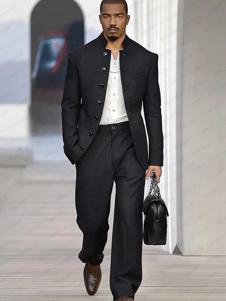 Elegant Vintage-Inspired Thin Suit Set sold by Coofandy