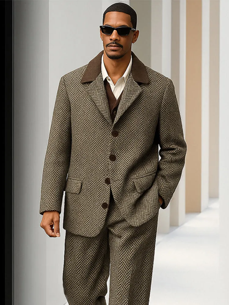 Vintage Herringbone Tweed Matching Set sold by Coofandy product image thumbnail 3