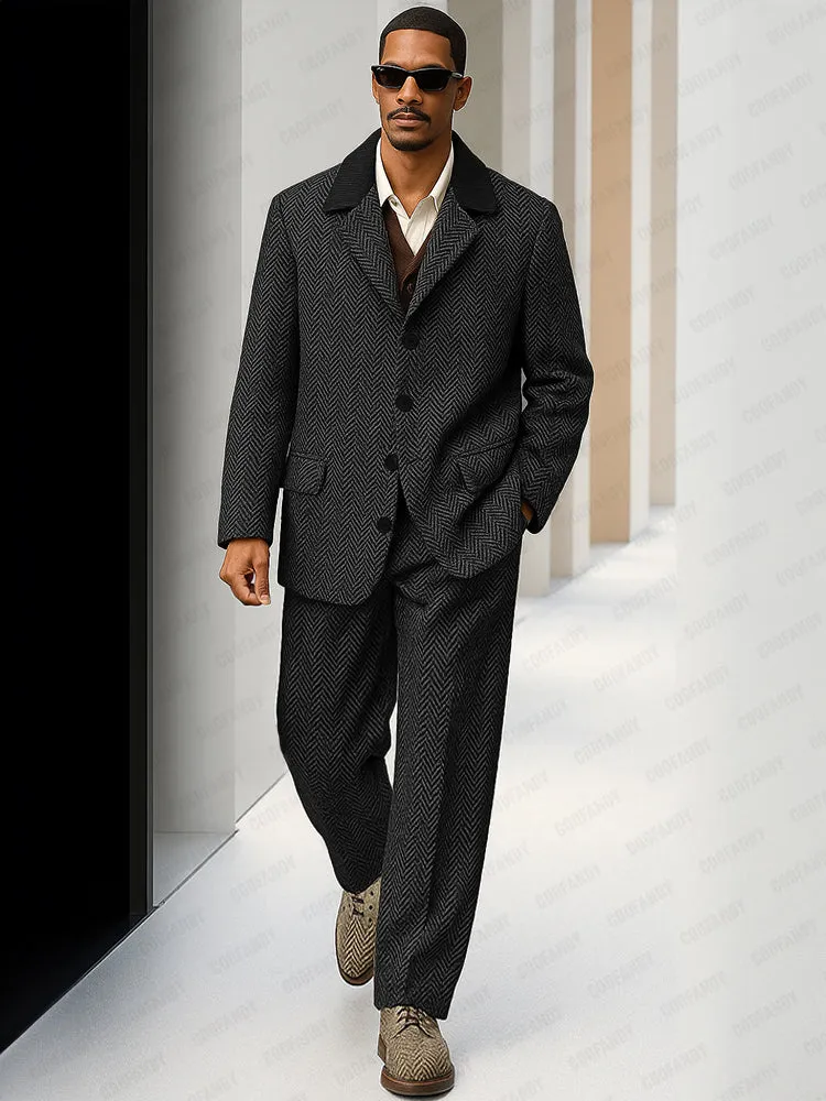 Vintage Herringbone Tweed Matching Set sold by Coofandy product image thumbnail 2