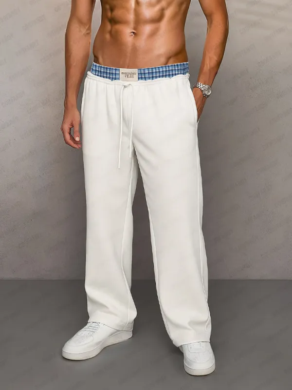 Casual Comfy Plaid Panel Sweatpants sold by Coofandy