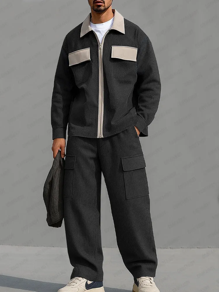 Utility Color Block Corduroy Matching Set sold by Coofandy product image thumbnail 2