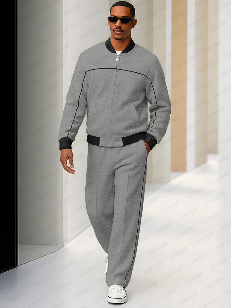 Sport Style Two-Tone Jacket and Pants Set sold by Coofandy product image thumbnail 2