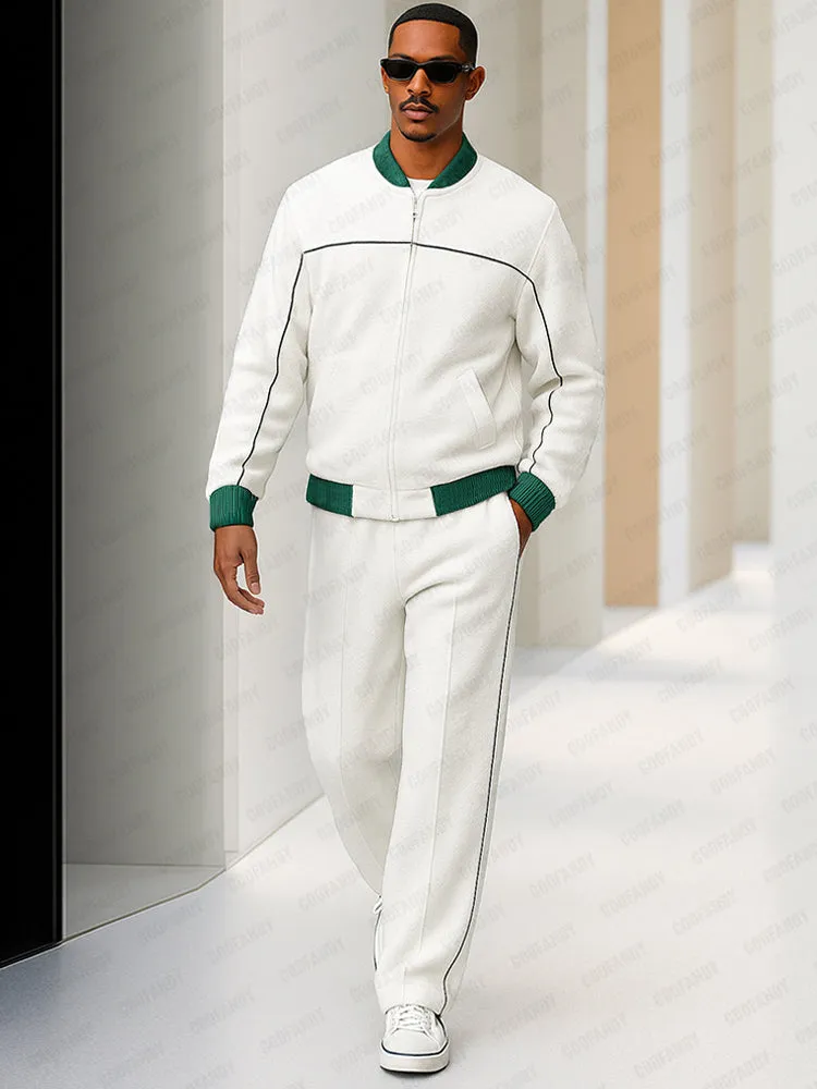 Sport Style Two-Tone Jacket and Pants Set sold by Coofandy