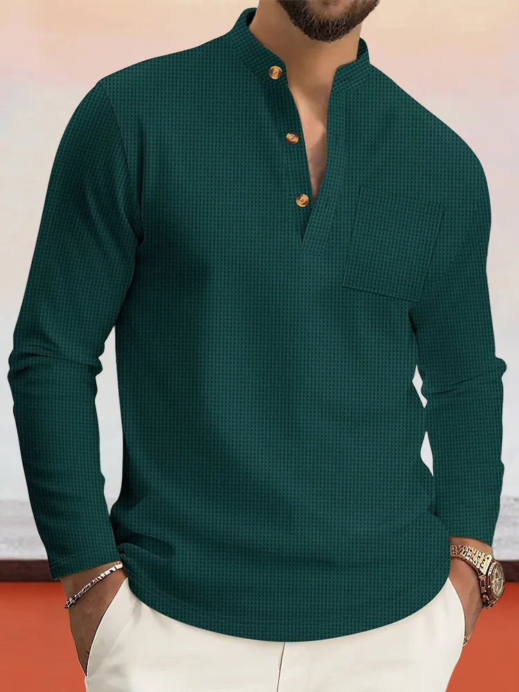 Casual Comfy Waffle Henley Shirt sold by Coofandy product image thumbnail 3