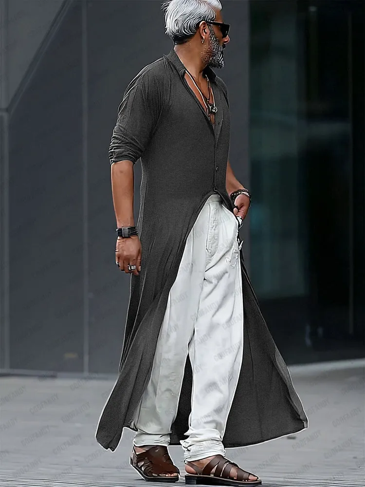 Minimalist Streetwear Fashion Longline Shirt sold by Coofandy product image thumbnail 4