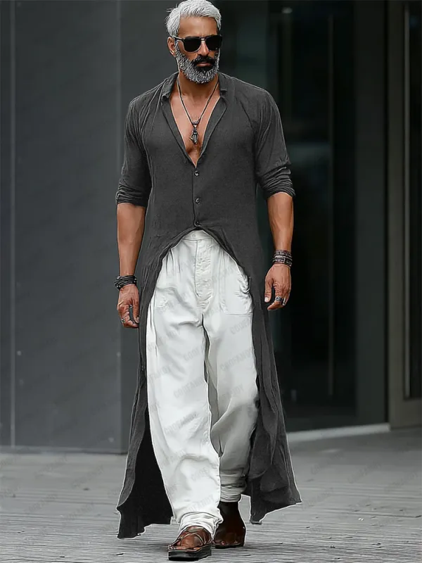 Minimalist Streetwear Fashion Longline Shirt made by Coofandy