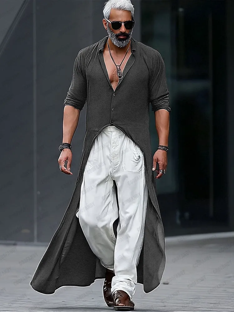 Minimalist Streetwear Fashion Longline Shirt sold by Coofandy product image thumbnail 3