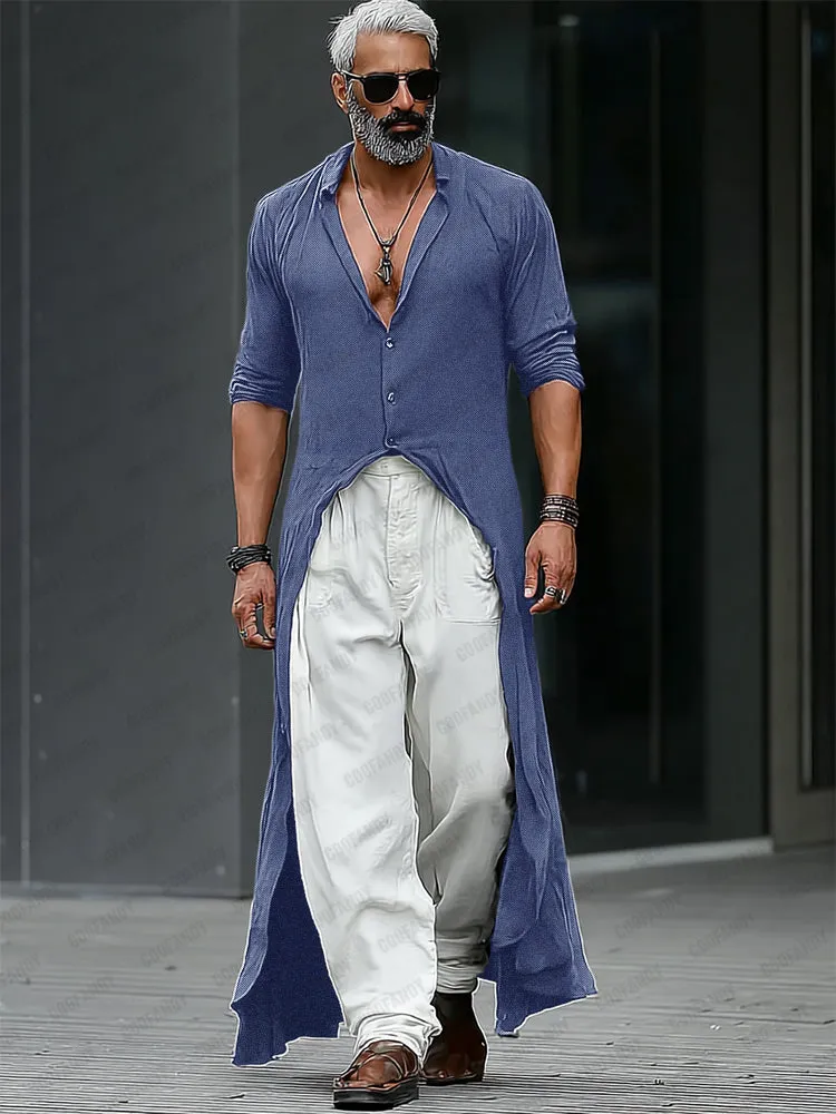 Minimalist Streetwear Fashion Longline Shirt sold by Coofandy product image thumbnail 2
