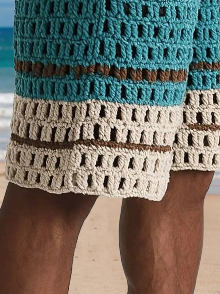 Casual Resort Knit Braided Shorts sold by Coofandy product image thumbnail 5