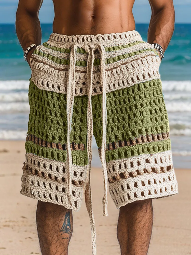 Casual Resort Knit Braided Shorts sold by Coofandy product image thumbnail 3