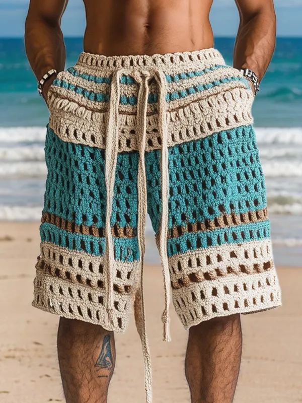 Casual Resort Knit Braided Shorts sold by Coofandy