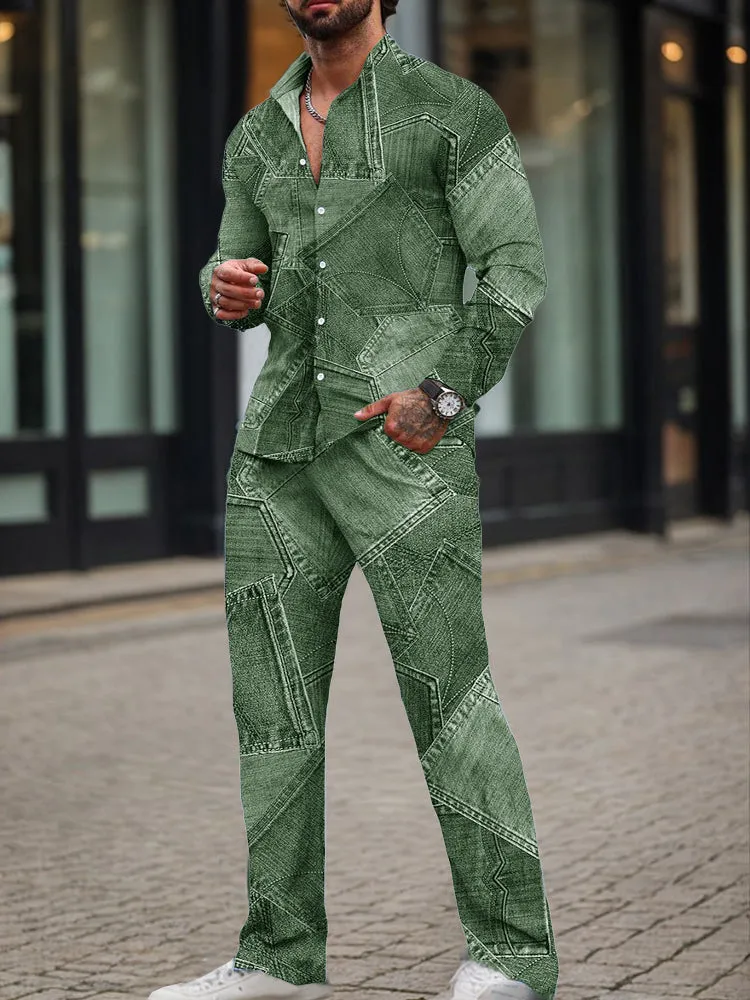Modern Denim Print 2-Piece Set sold by Coofandy product image thumbnail 3