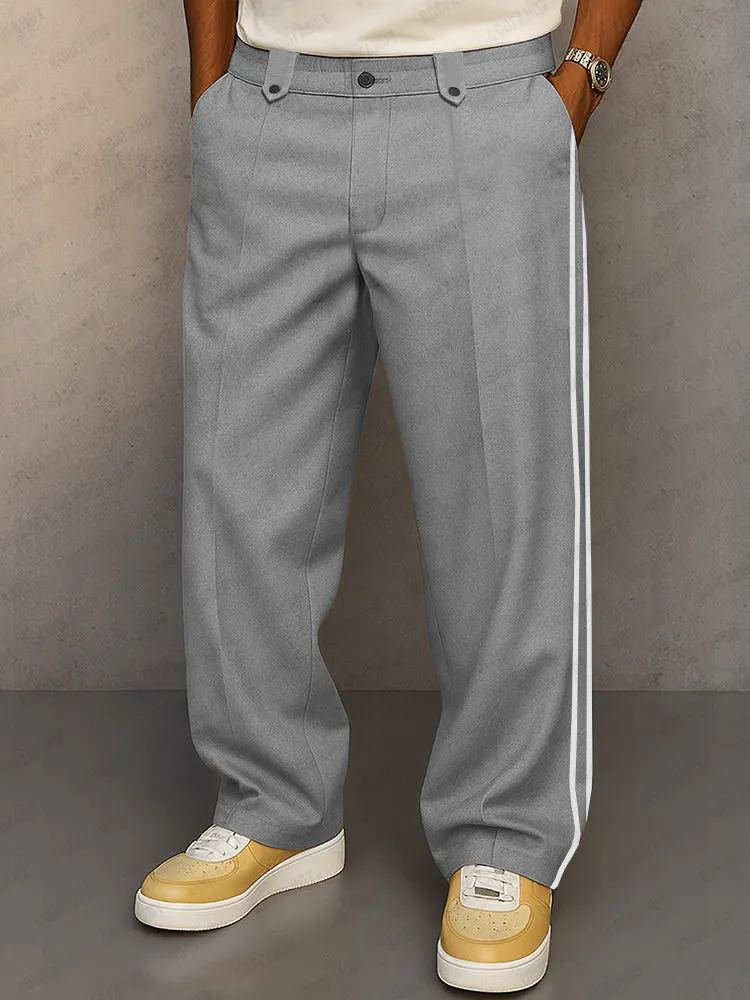 Relaxed Fit Side Stripe Suit Pants sold by Coofandy