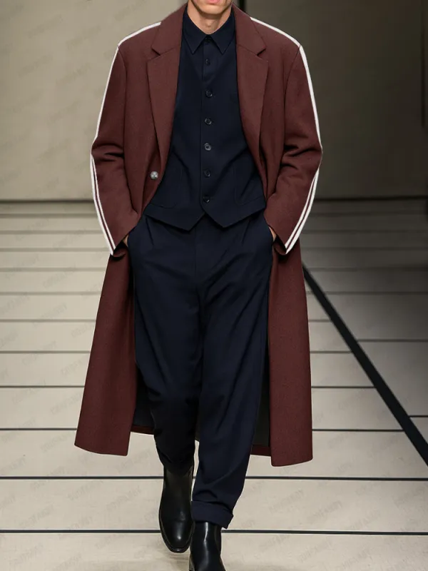 Urban Side Stripe Tweed Coat sold by Coofandy