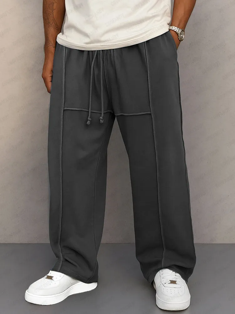 Casual Seam Detail Straight Leg Pants sold by Coofandy product image thumbnail 2