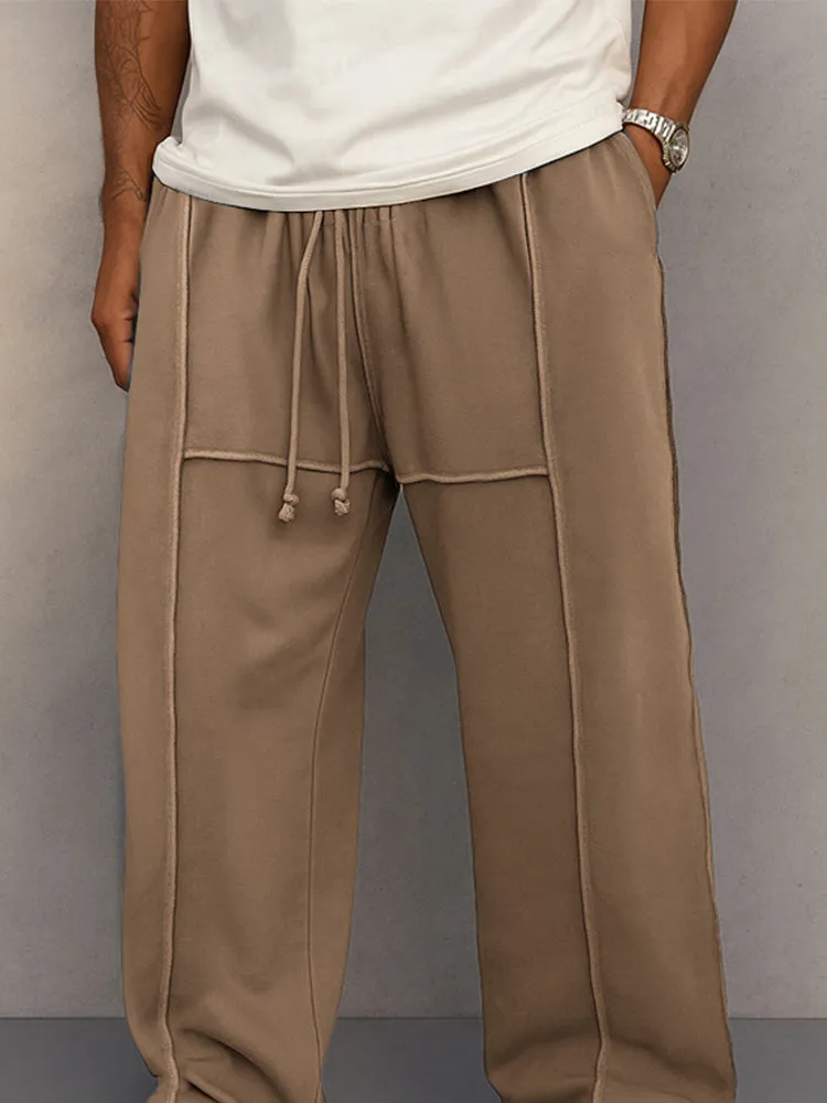 Casual Seam Detail Straight Leg Pants sold by Coofandy product image thumbnail 3