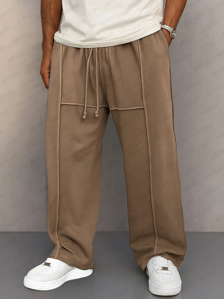 Casual Seam Detail Straight Leg Pants sold by Coofandy
