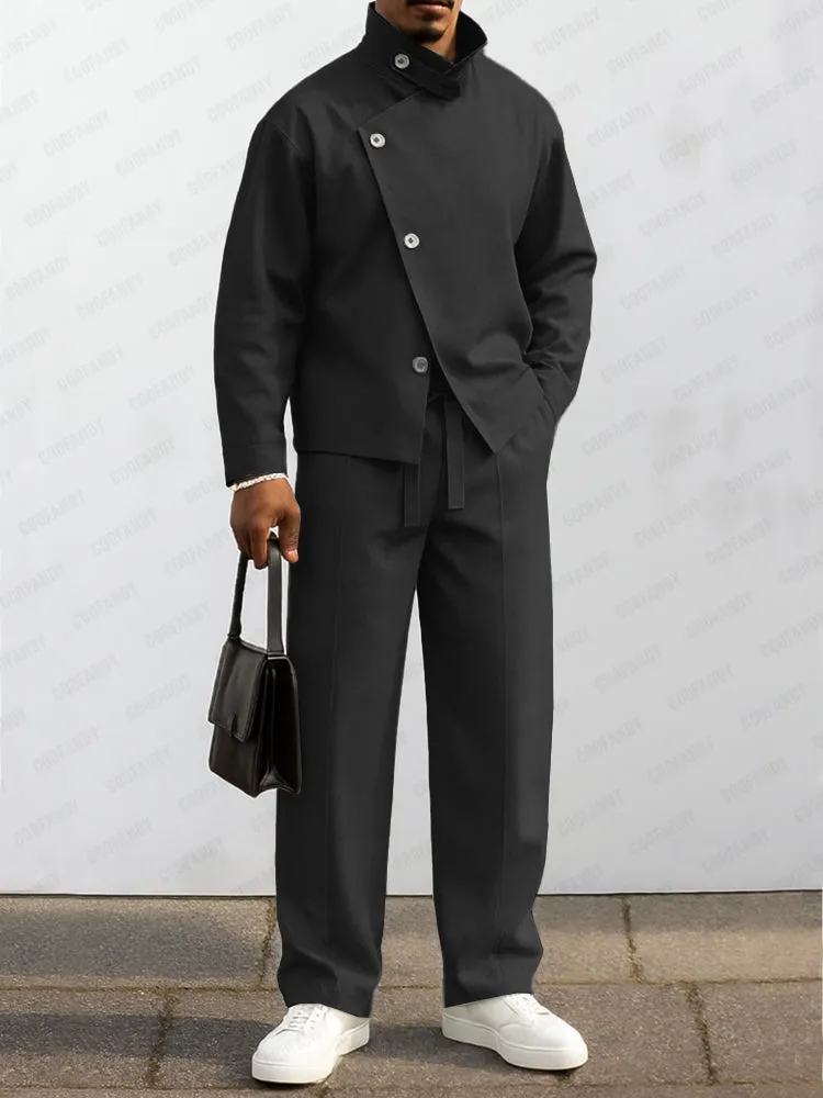 Urban Asymmetric Front Jacket Pant Set sold by Coofandy product image thumbnail 2