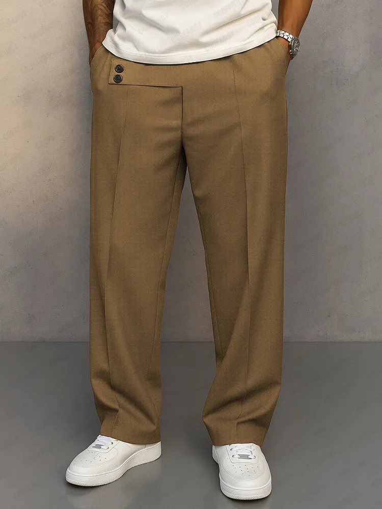 Casual Button Accent Straight Leg Pants sold by Coofandy