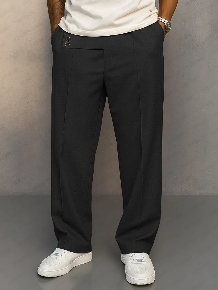 Casual Button Accent Straight Leg Pants sold by Coofandy product image thumbnail 2