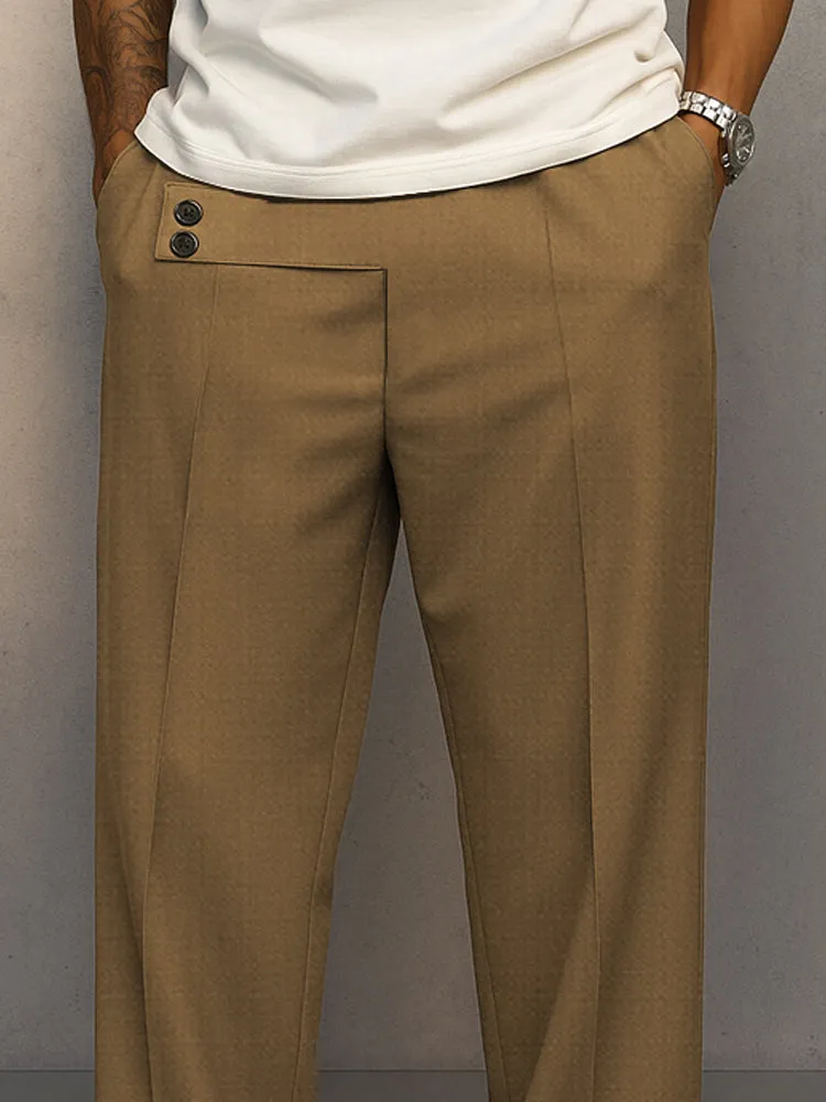 Casual Button Accent Straight Leg Pants sold by Coofandy product image thumbnail 3